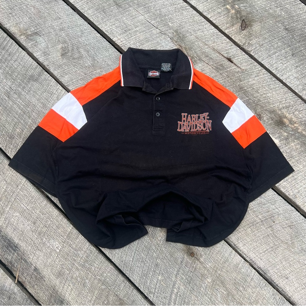 Y2K Harley Davidson Ghost Town NC Polo Tee